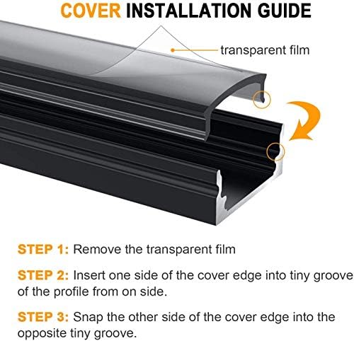 Jirvyuk 10-Pack U-Shape LED Aluminum Channel with Black Diffuser – 1m