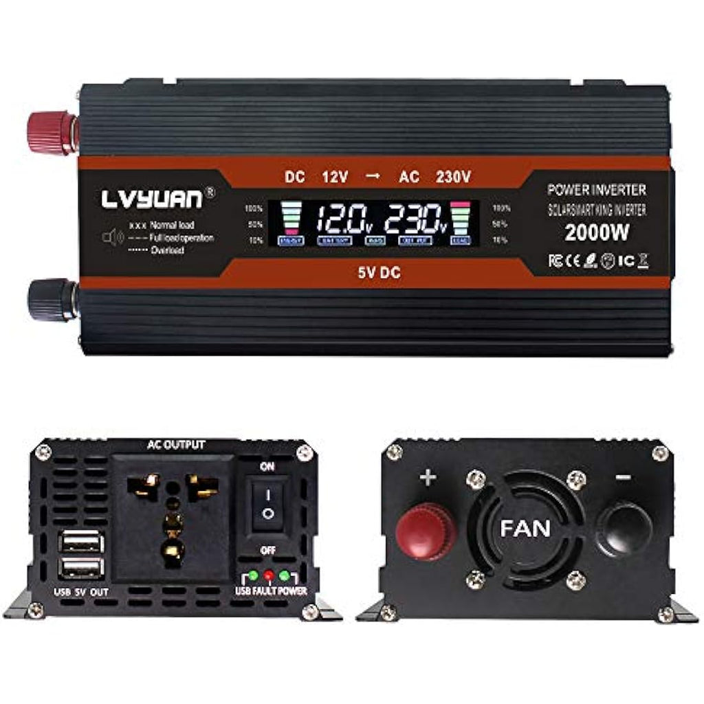 Cantonape 1000W Power Inverter | 12V to 230V Car Converter with LCD