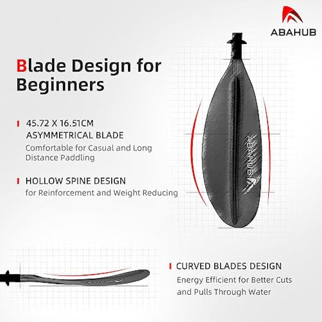 Abahub 3-Piece Carbon Fiber Kayak Paddle | Adjustable 220-240cm