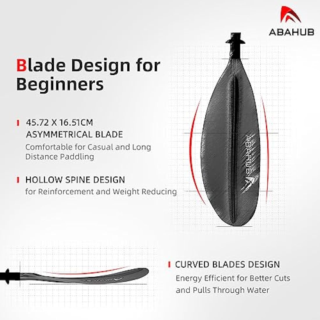 Abahub 3-Piece Carbon Fiber Kayak Paddle | Adjustable 220-240cm