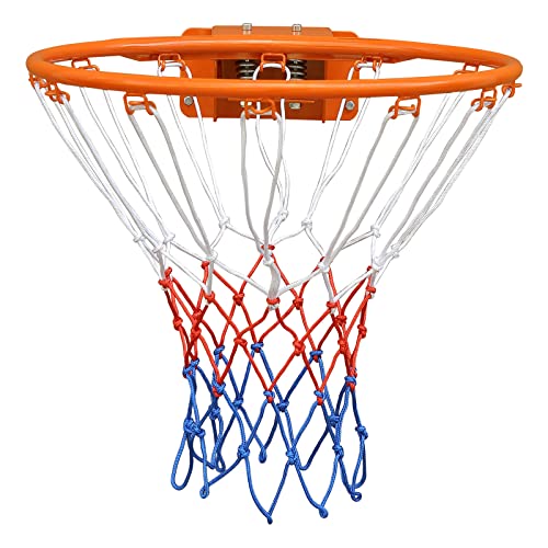 FUNJRPE 18-Inch Double Spring Basketball Rim | Wall-Mounted Steel Hoop
