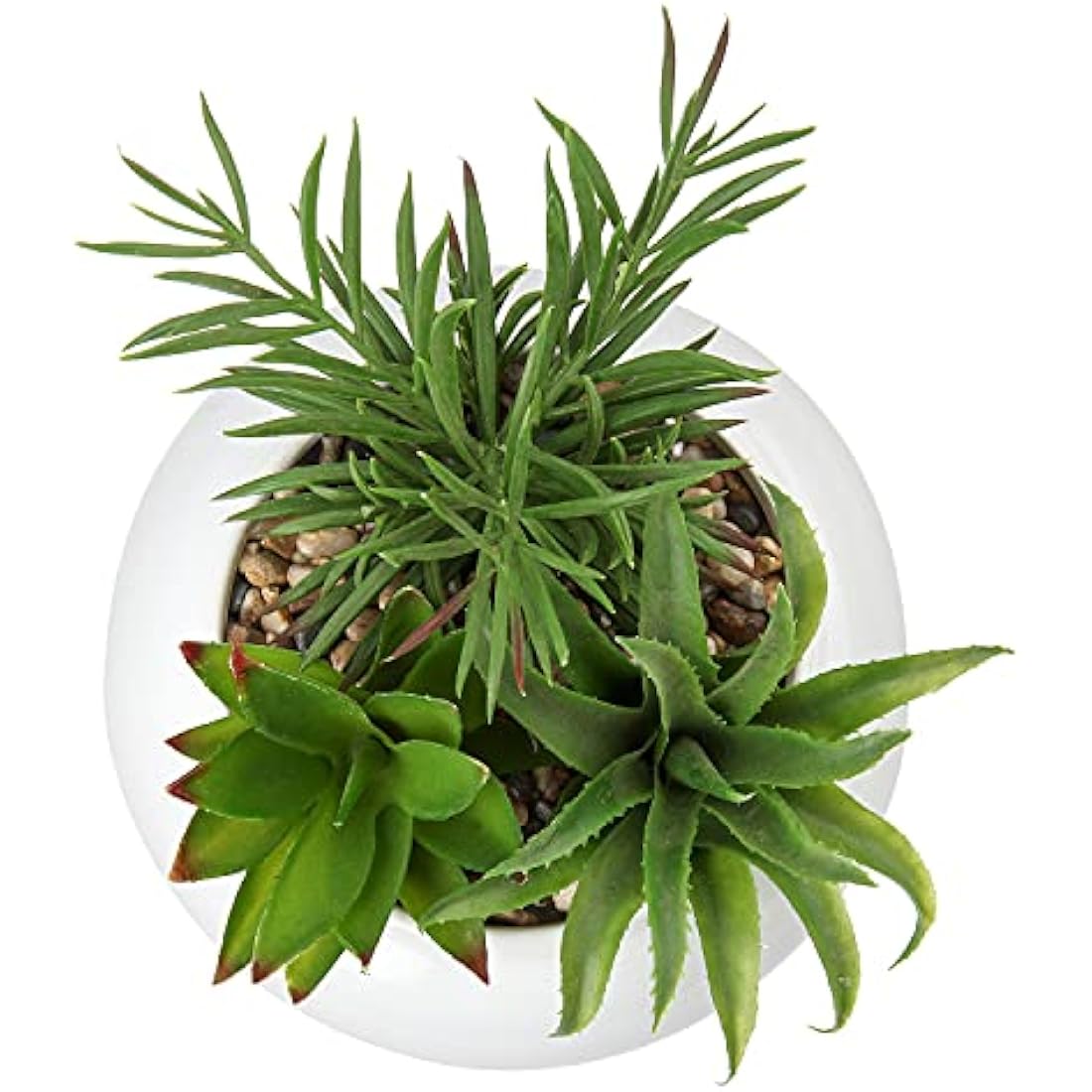 Briful Artificial Succulent Plants in White Ceramic Pot | Faux Desk Decor