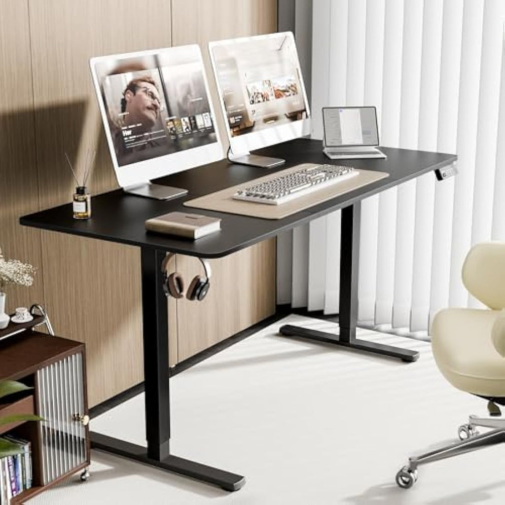 ERGOMAKER Electric Standing Desk – 160x70cm Height Adjustable Desk, Black