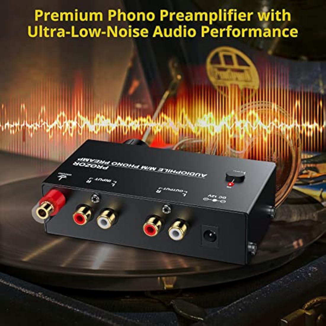 PROZOR Phono Preamp for M/M Turntable with Volume Control and RCA 3.5mm