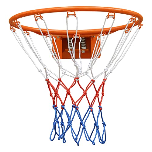 FUNJRPE 18-Inch Double Spring Basketball Rim | Wall-Mounted Steel Hoop