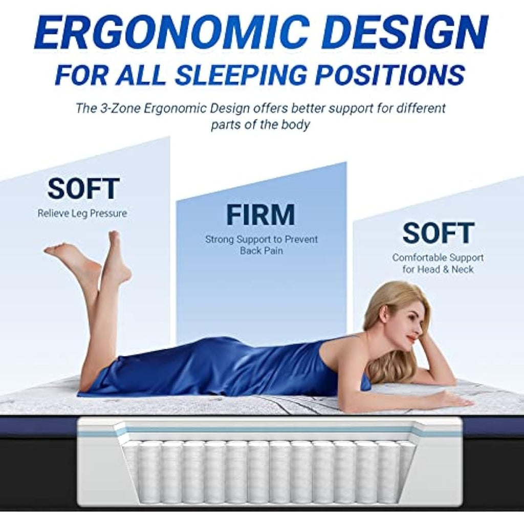 Avenco Small Double Hybrid Mattress | 3-Zone Pocket Sprung & Gel Foam