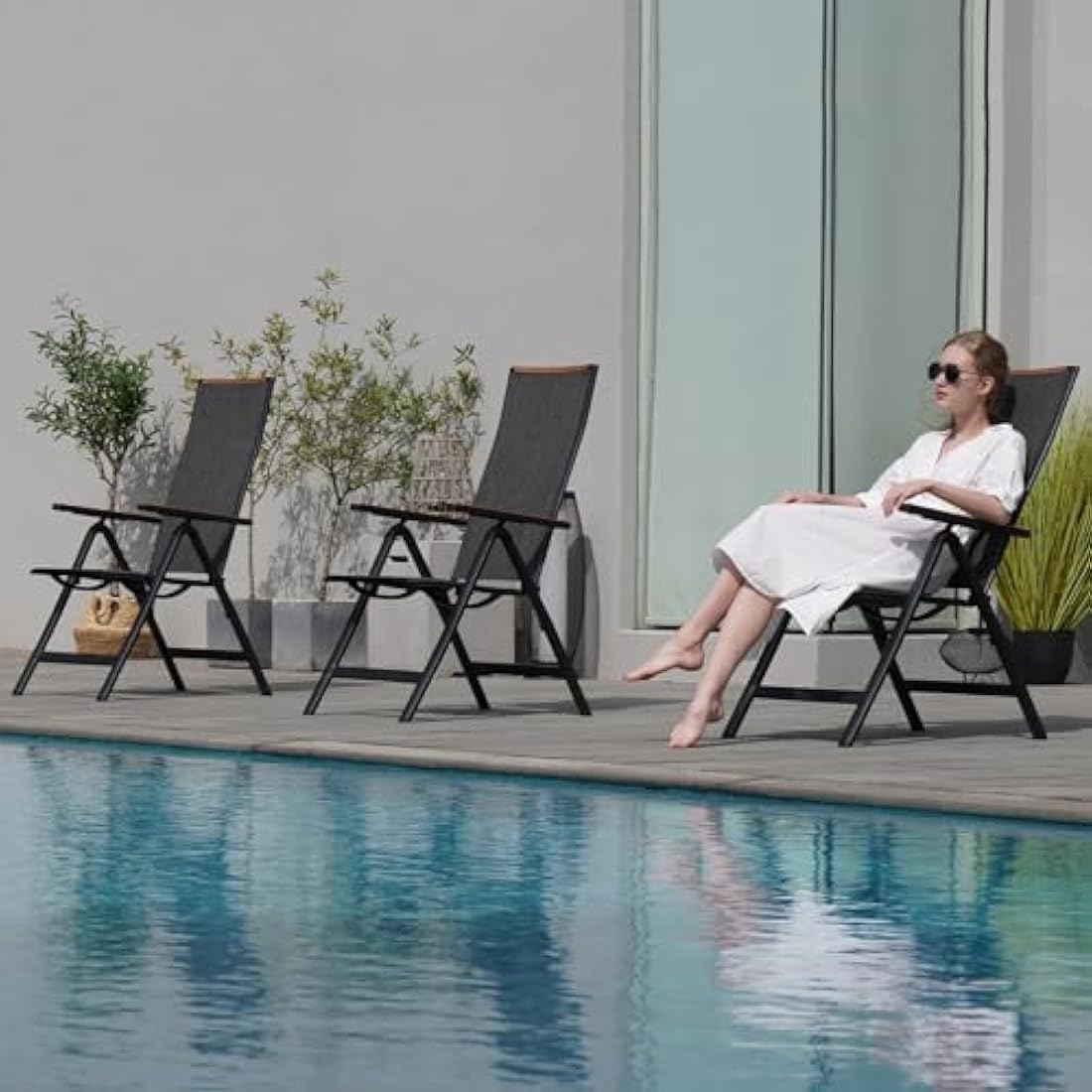 Grand Patio Folding Chair | Adjustable 6-Position Aluminum Garden Seat