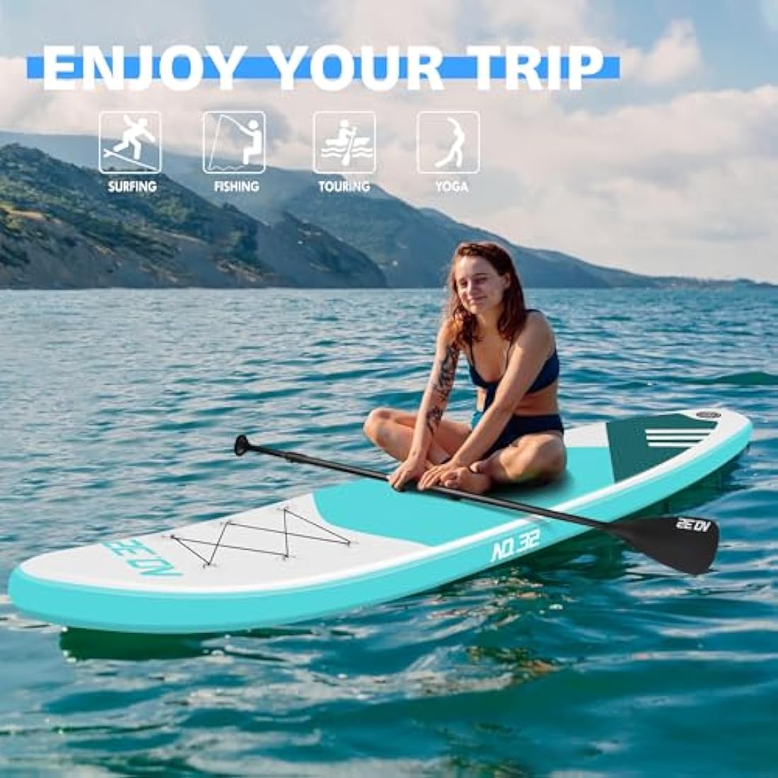 NO. 32 Inflatable Stand Up Paddle Board - 10ft SUP Kit with Accessories