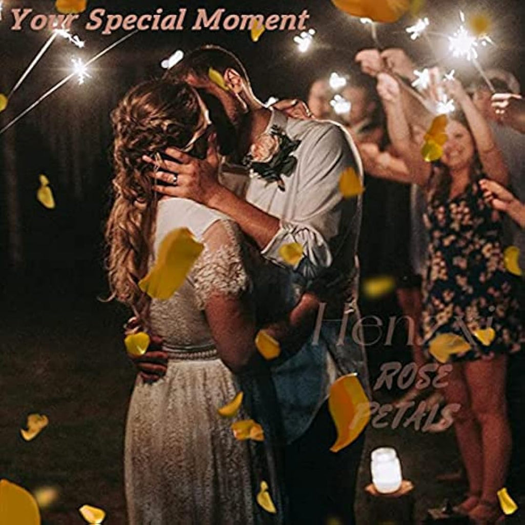 1000Pcs Silk Rose Petals – Yellow Artificial Wedding Decor