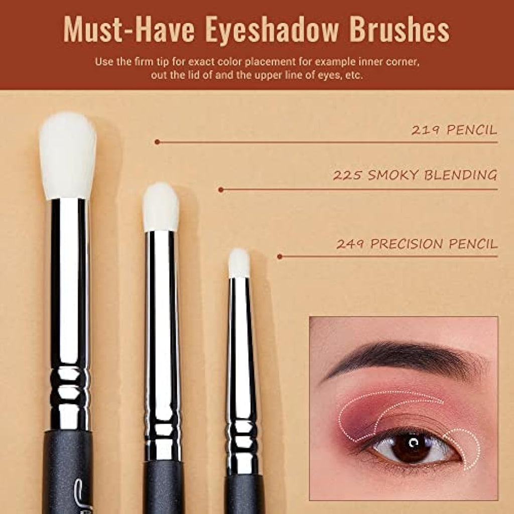 Jessup 11pcs Professional Eyeshadow Brush Set | Black Synthetic Brushes
