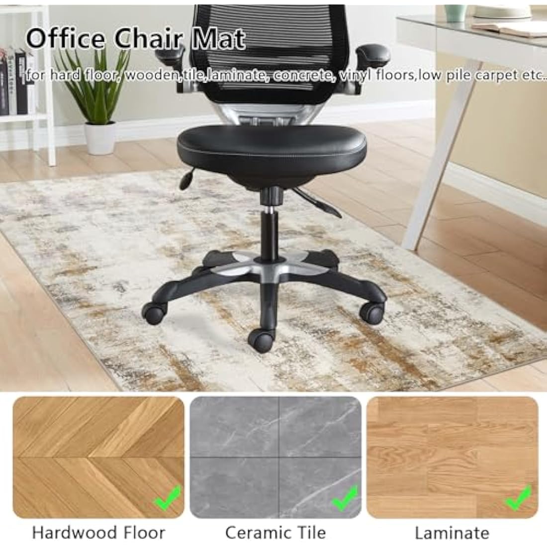 Jolof Store Office Chair Mat for Hard Floors | 120x150cm Washable Non-Slip