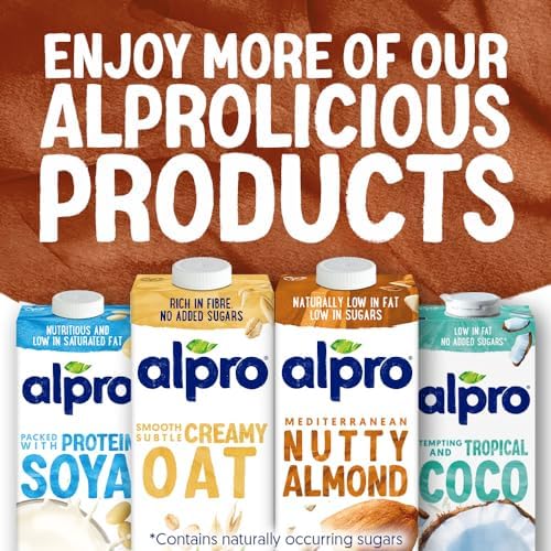 Alpro Chocolate Soya Drink – Vegan Plant-Based Milk Alternative, 1L (8 Pack)