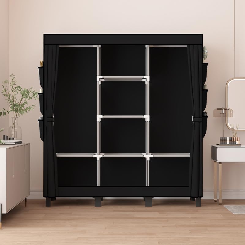 lishbie Portable Fabric Wardrobe,130x45x172cm Foldable Storage Closet - image 5