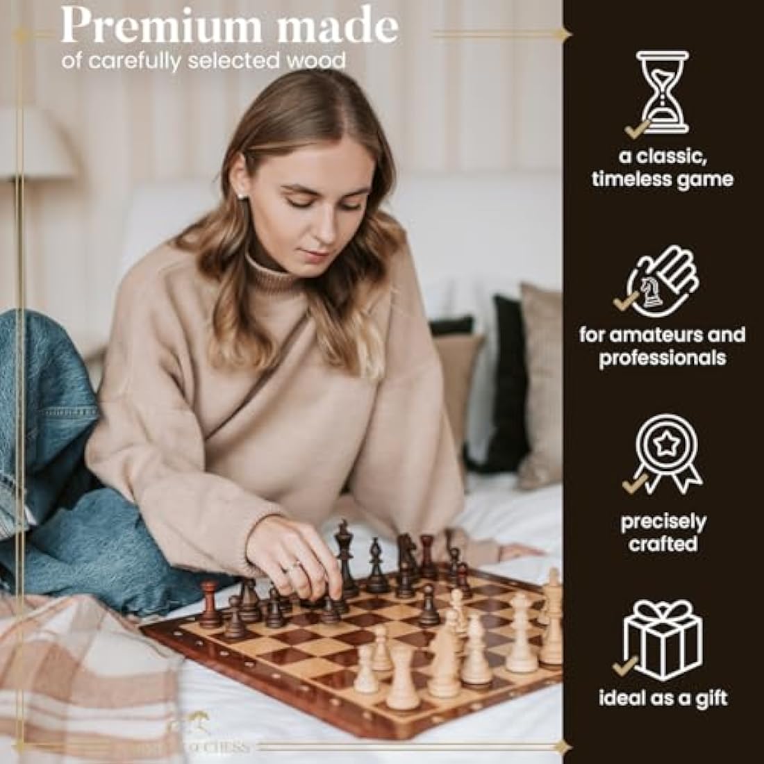 Staunton No. 6 Wooden Chess Pieces – Handmade Tournament Set