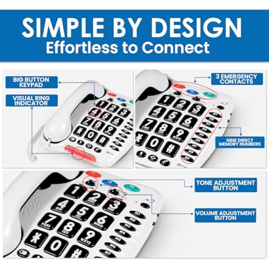 Geemarc CL100 Big Button Senior Phone – Amplified Hearing Aid Compatible