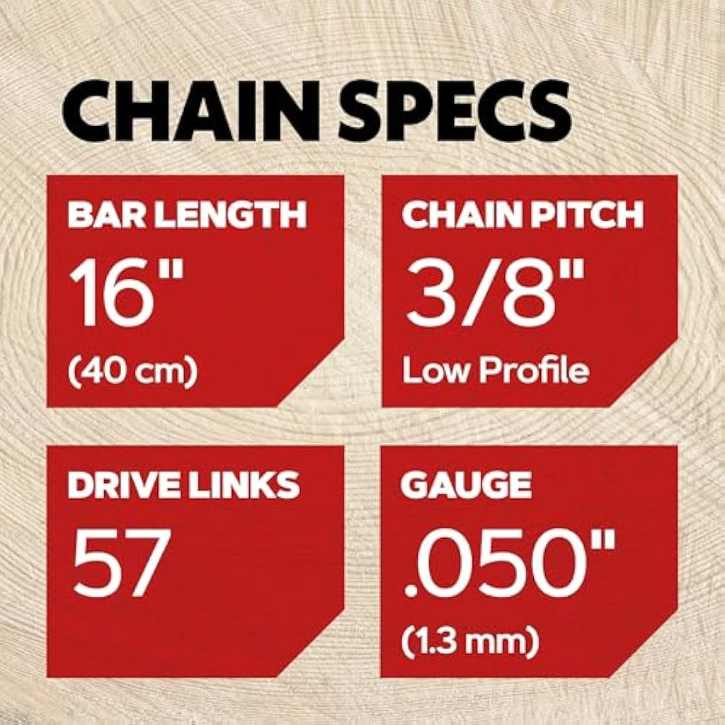 Oregon 16" Chainsaw Chain 3-Pack | 3/8" LP, .050" Gauge, 57 Drive Links