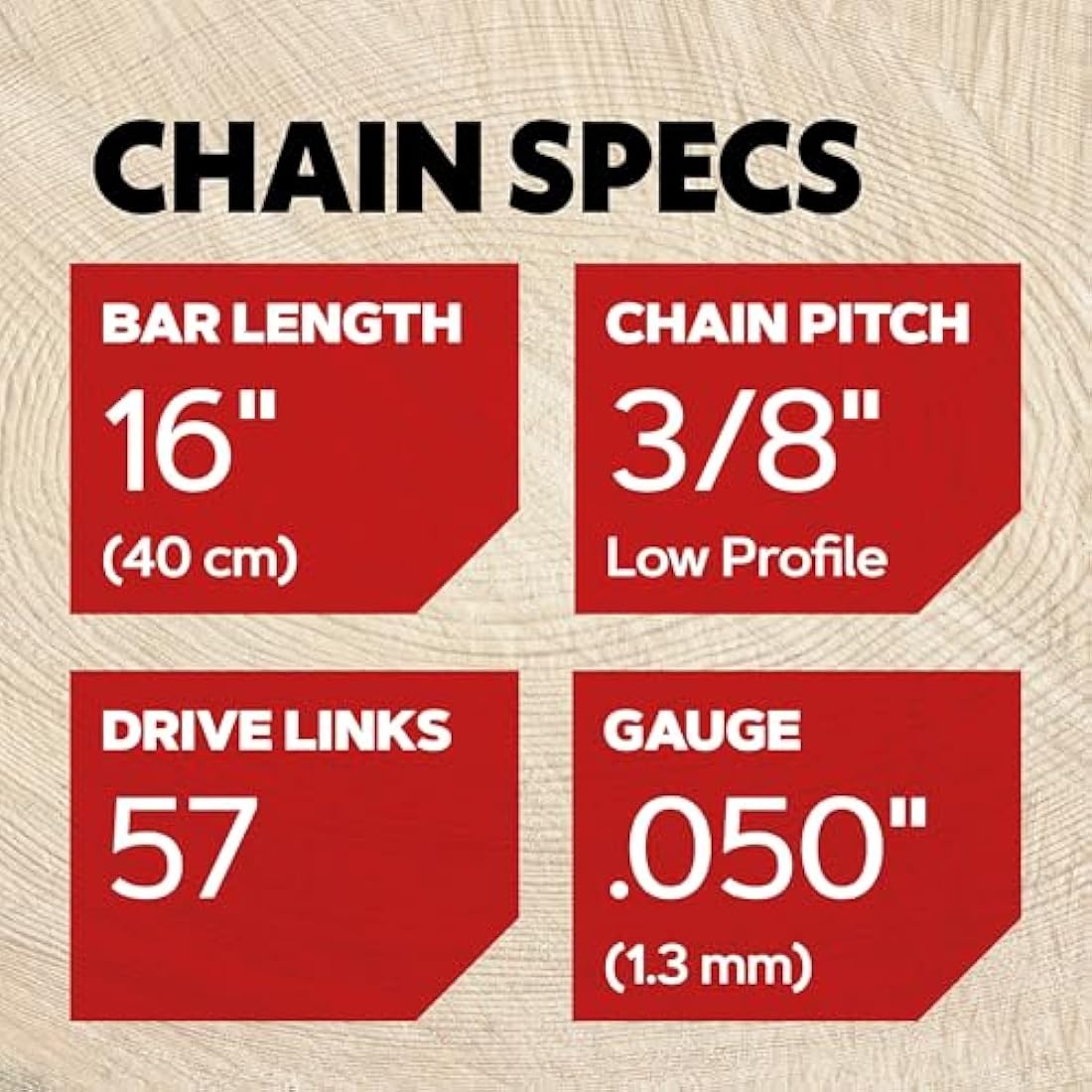 Oregon 16" Chainsaw Chain 3-Pack | 3/8" LP, .050" Gauge, 57 Drive Links