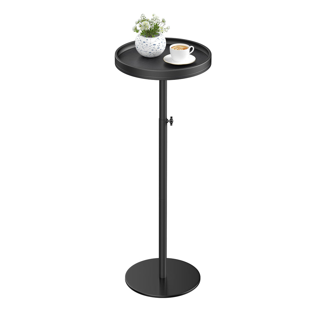 KEENSUNI Round Side Table,Small Round Coffee Table,End Table with Marble Pedestal Side Table for Small Space, Living Room,Bedroom,Sofa Couch Black