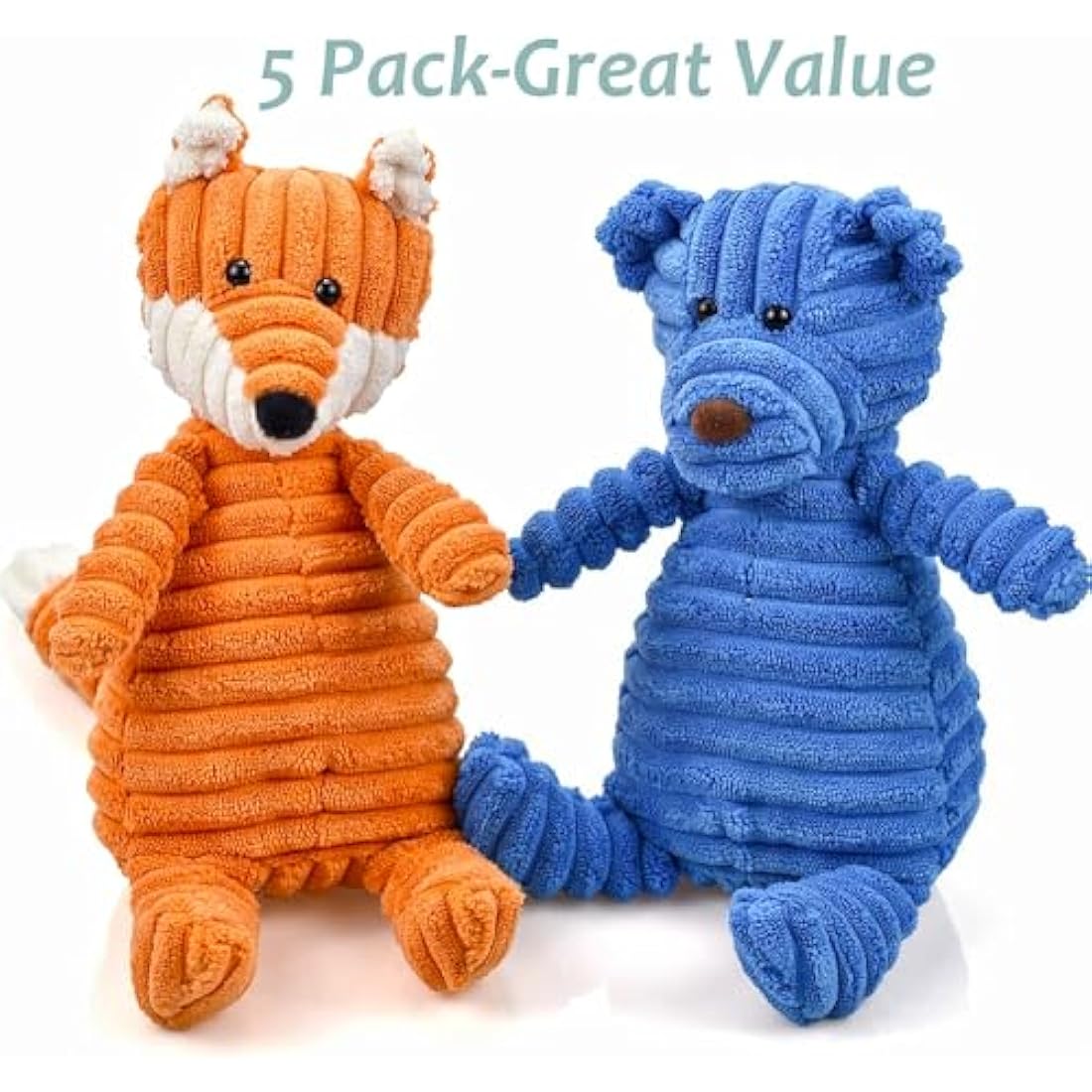 5-Pack Squeaky Plush Dog Toys for Aggressive Chewers