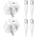 20W USB C Fast Charger Kit for iPhone 17/16/15 - 2 Pack