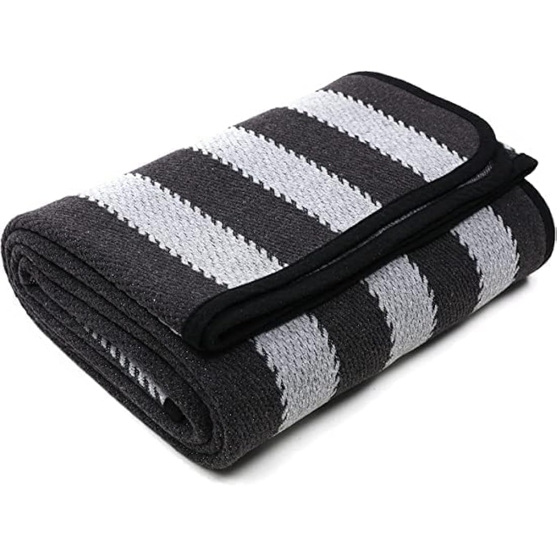 ACUSHLA Merino Wool Blanket – Large Washable Outdoor Throw, Grey Stripe