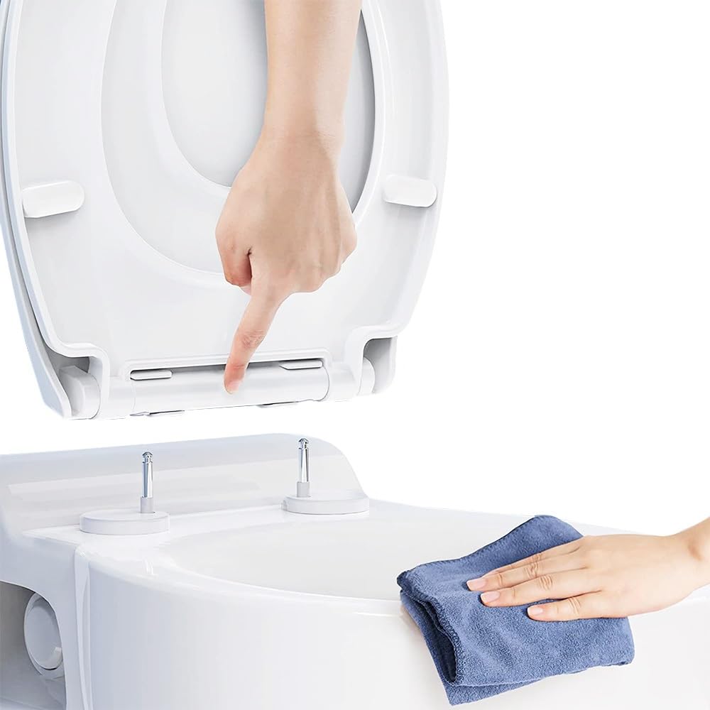 White ABS Soft Close Toilet Seat with Quick Release Hinges
