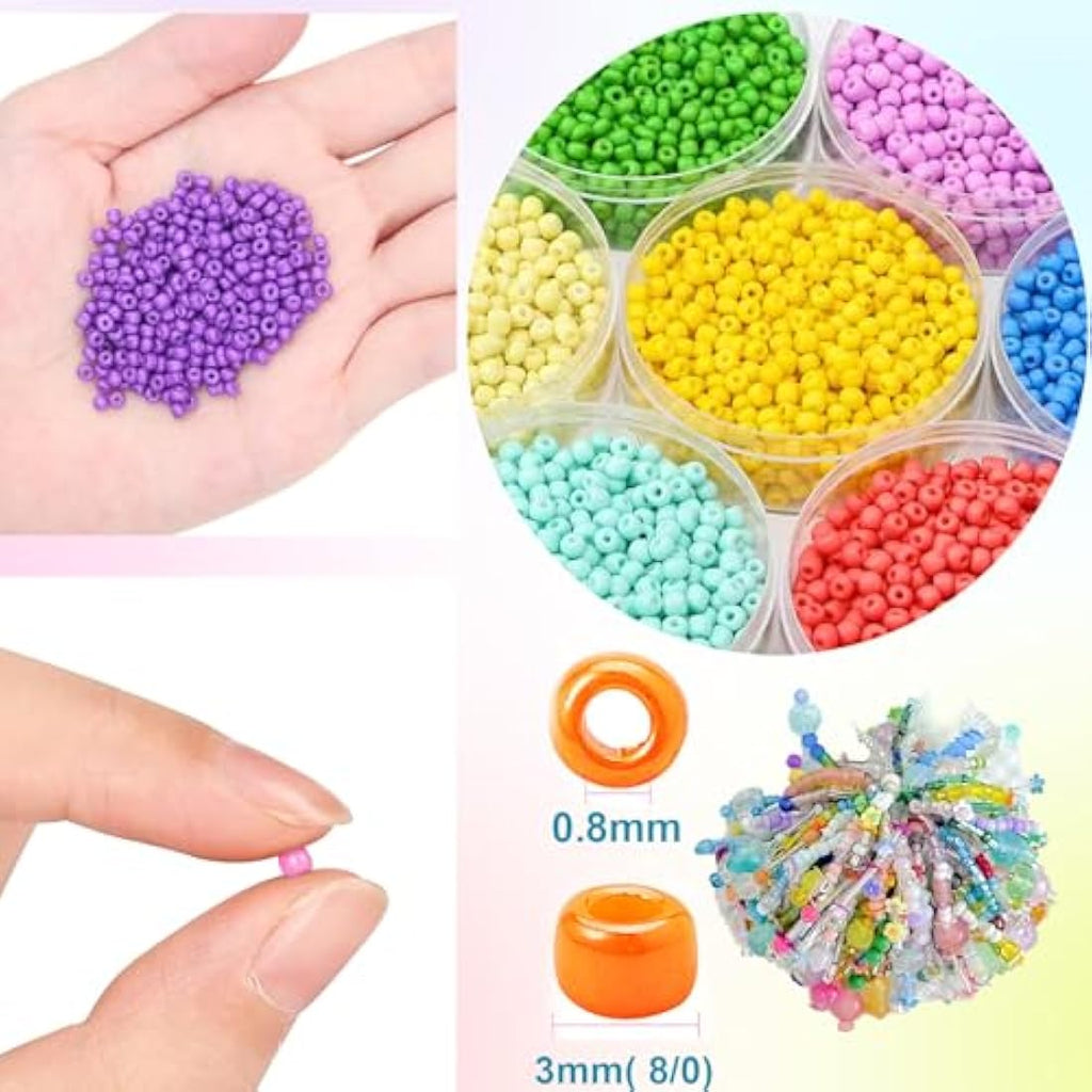 EuTengHao 3mm Glass Seed Beads Kit | 36000pcs 144 Colors Jewelry Making