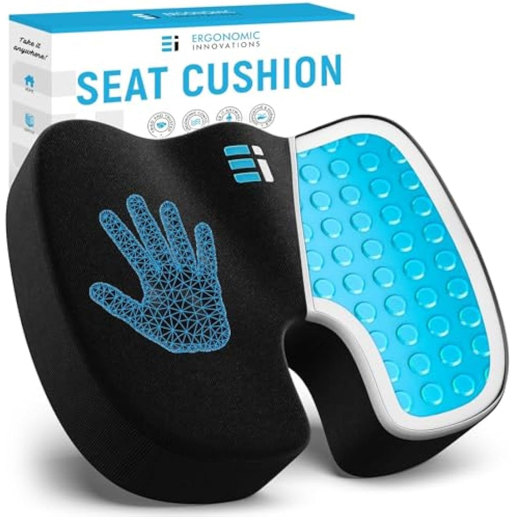 Orthopedic Memory Foam Seat Cushion – Gel Coccyx Relief