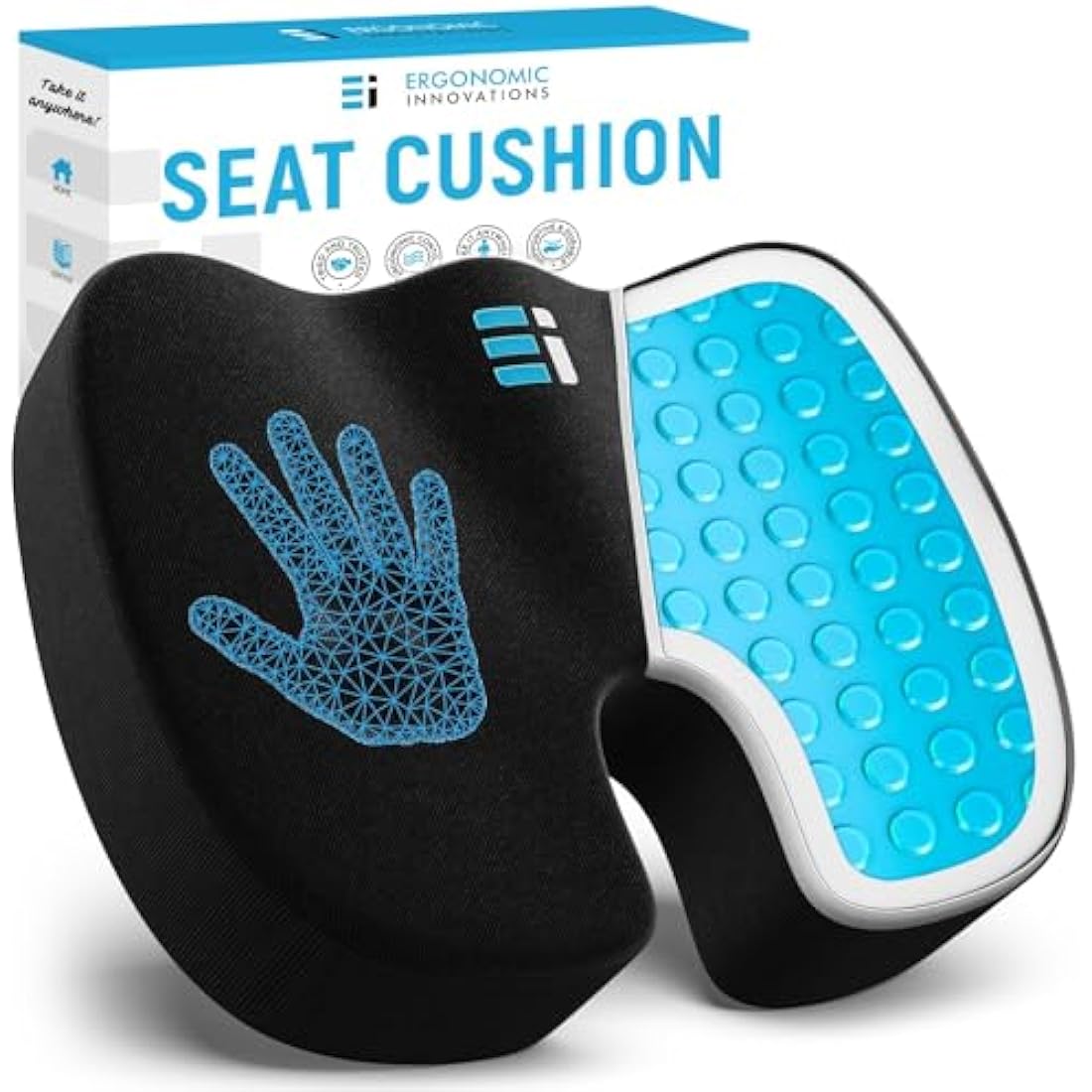 Orthopedic Memory Foam Seat Cushion – Gel Coccyx Relief