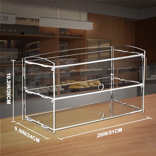 BAOSHISHAN 2-Tier Acrylic Pastry Display Case – Clear Countertop Cake Cabinet