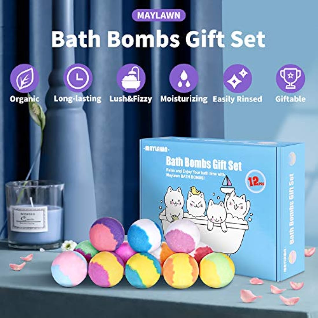 Jolof Store 12-Piece Organic Bath Bombs Gift Set | Vegan & Essential Oils