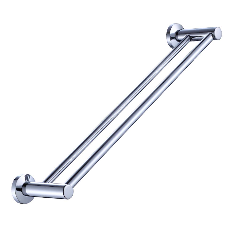 BOOKARROW 24" Double Towel Rail – Chrome Solid Brass Wall Mounted Rack