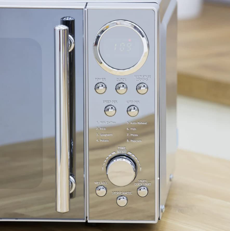 Swan 20L Digital Microwave – 800W with Mirrored Door and 10 Power Levels