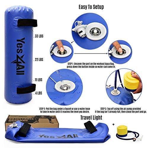 Yes4All Aqua Bag Water Weights for Core Stability Training - 80lbs