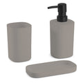 MSV Lona 3-Piece Bathroom Set – Soap Dispenser, Dish & Tumbler – Taupe