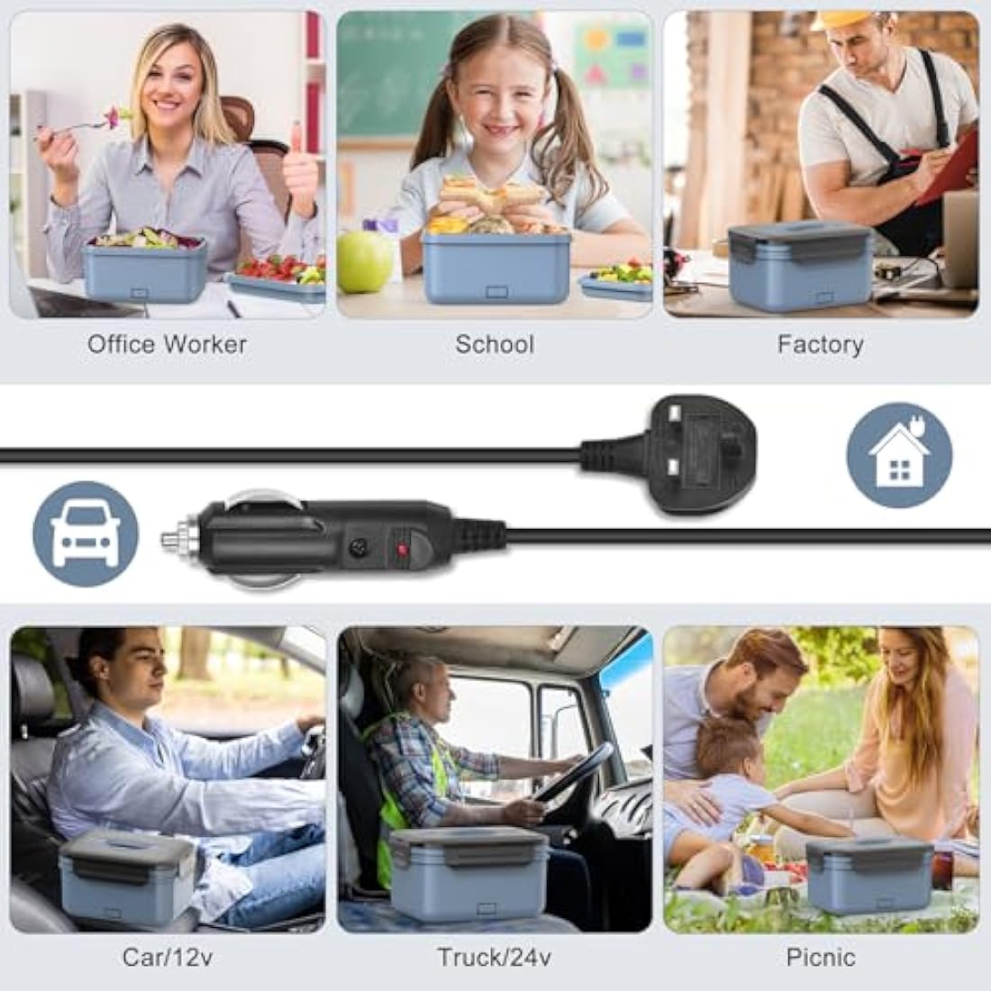 Herrfilk 100W Electric Lunch Box – 1.8L Heated Bento for Car, Truck & Home