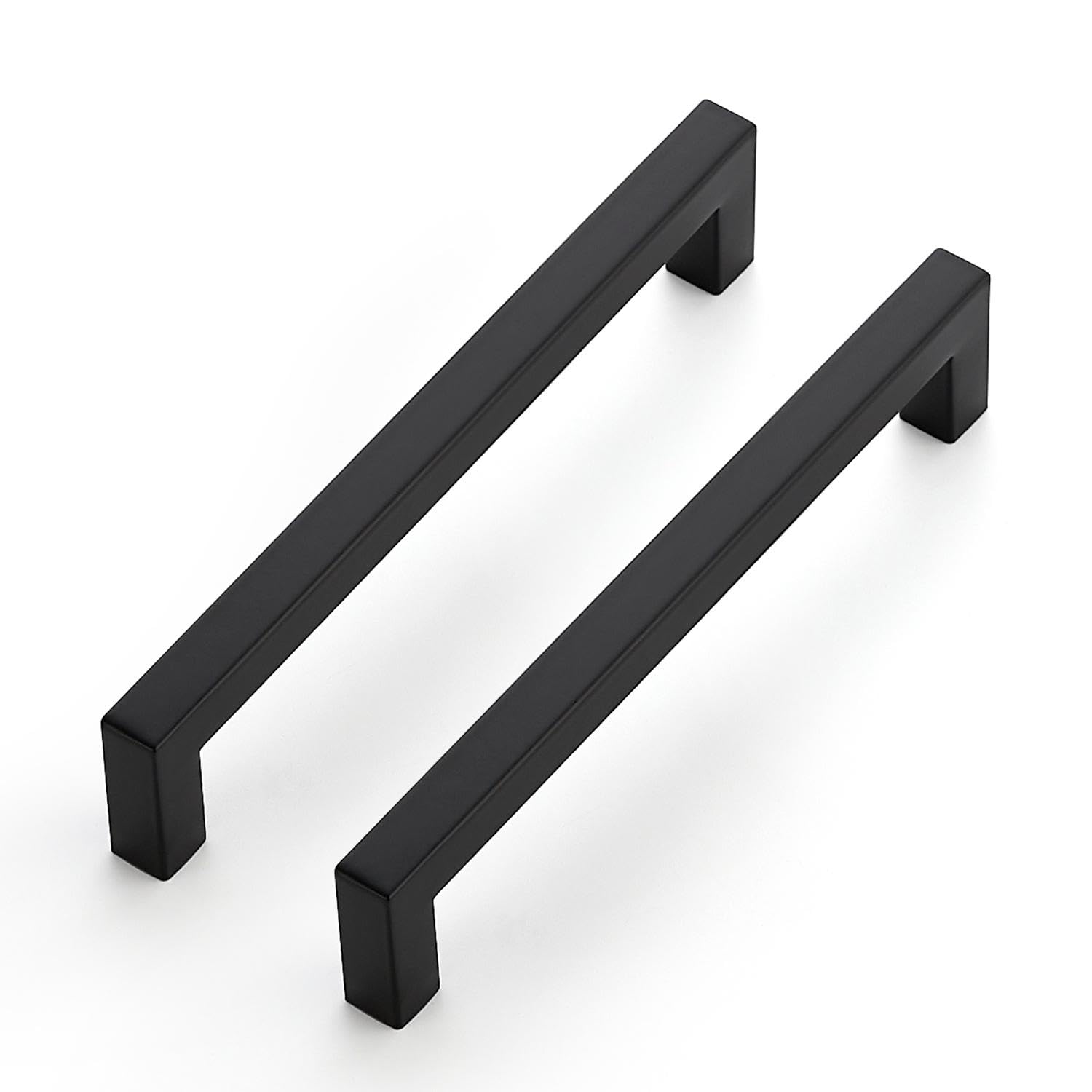 Ravinte 10 Pack Matte Black Kitchen Cabinet Handles | 160mm Square Bar