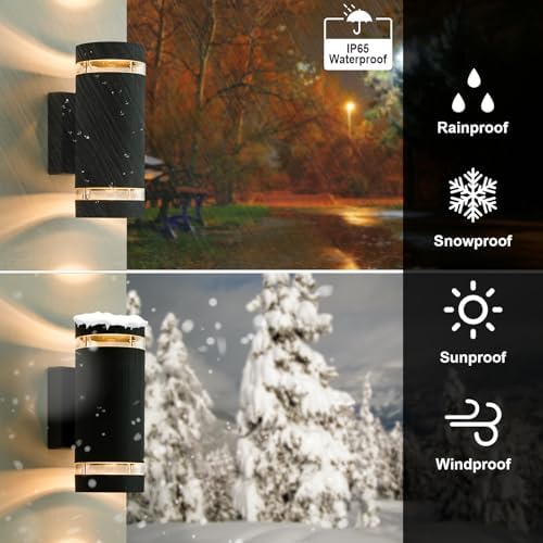 LMP Outdoor Wall Lights – IP65 Modern Black Up Down LED Porch Light