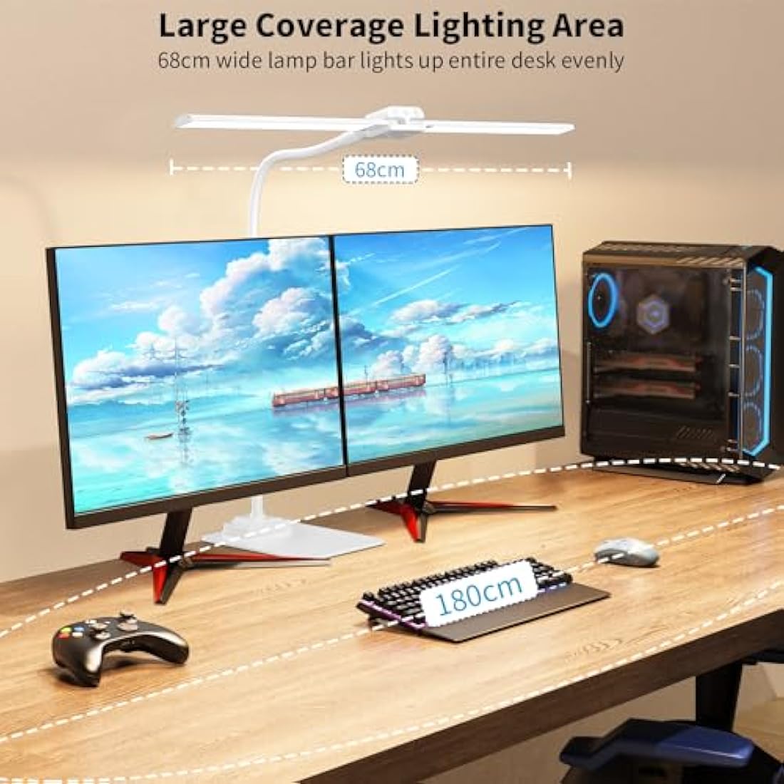 KableRika LED Double Head Desk Lamp – Dimmable Eye-Care Architect Light