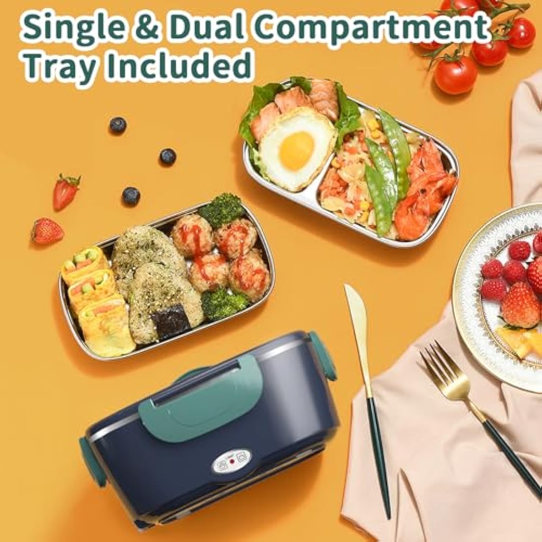 Jolof Store 100W Electric Heated Lunch Box – 3-in-1 Fast Heating, 1.5L