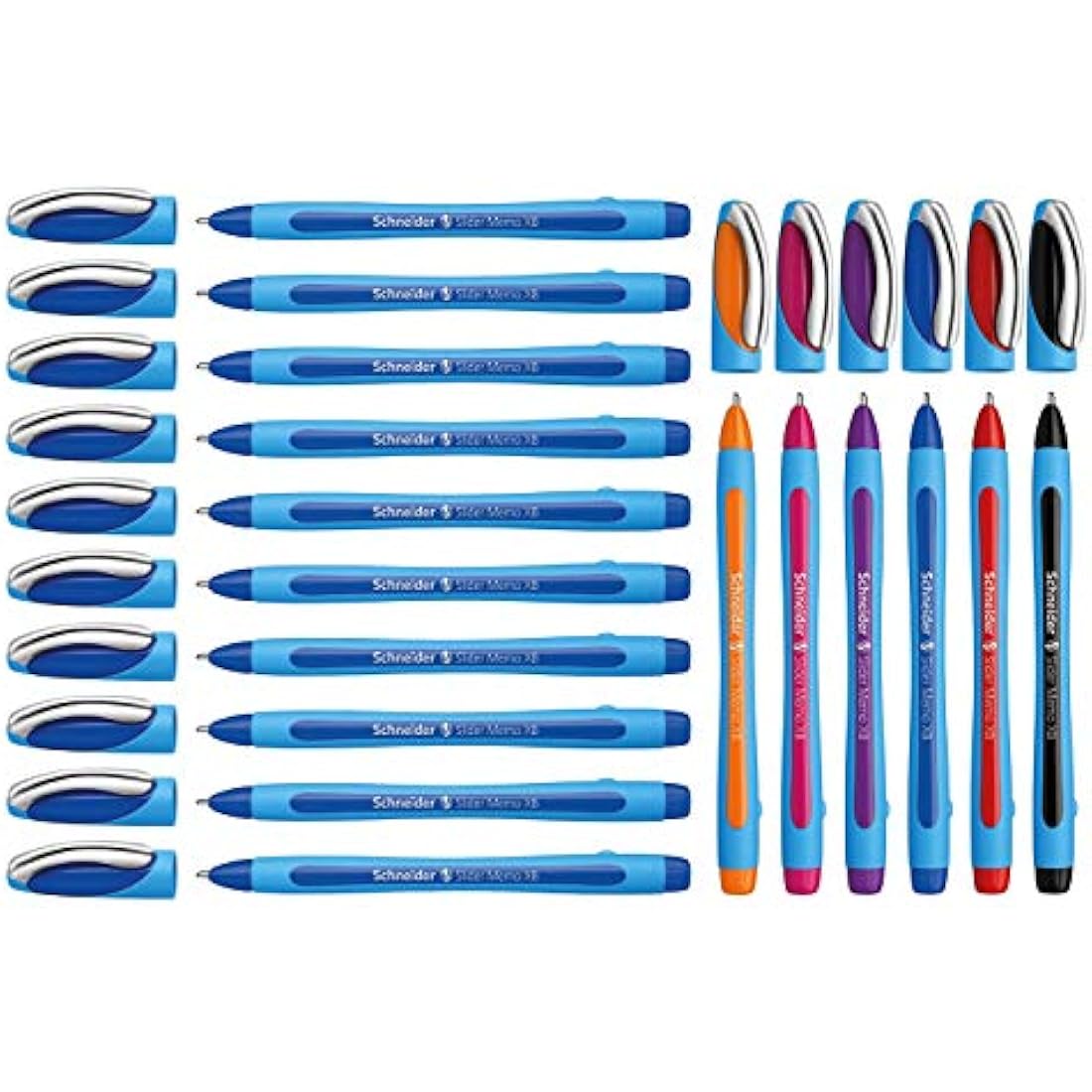 Schneider Slider Memo XB Ballpoint Pens - Blue & Assorted - 16 Pack