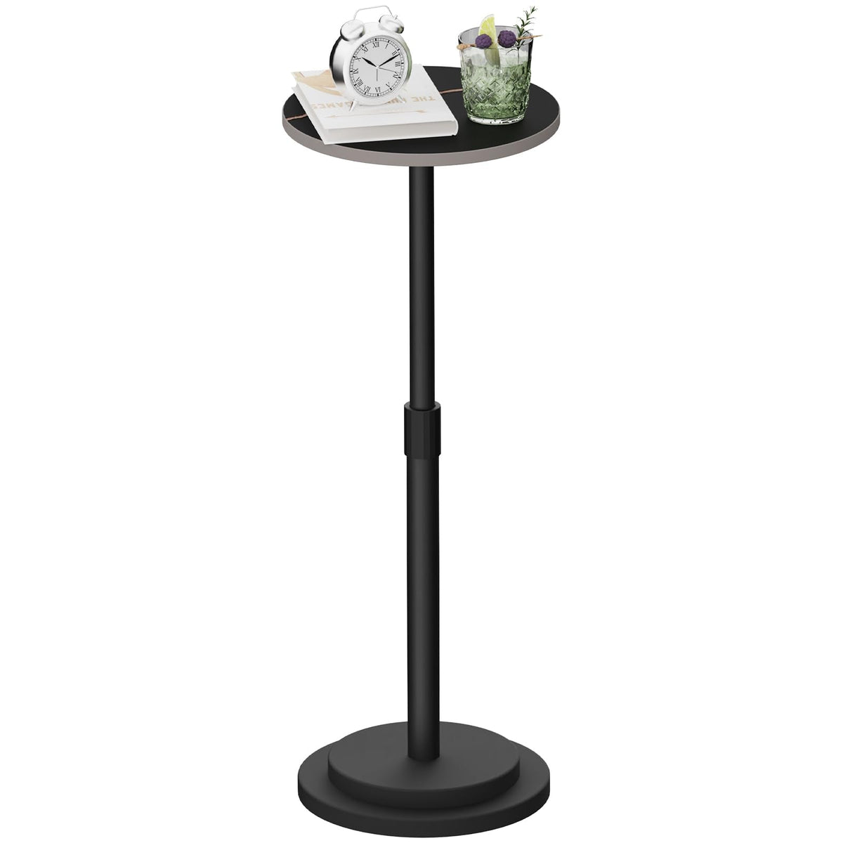 GUOHNHE Round Side Table, Height Adjustable Pedestal Stand, 1 Pack, Black - image 1