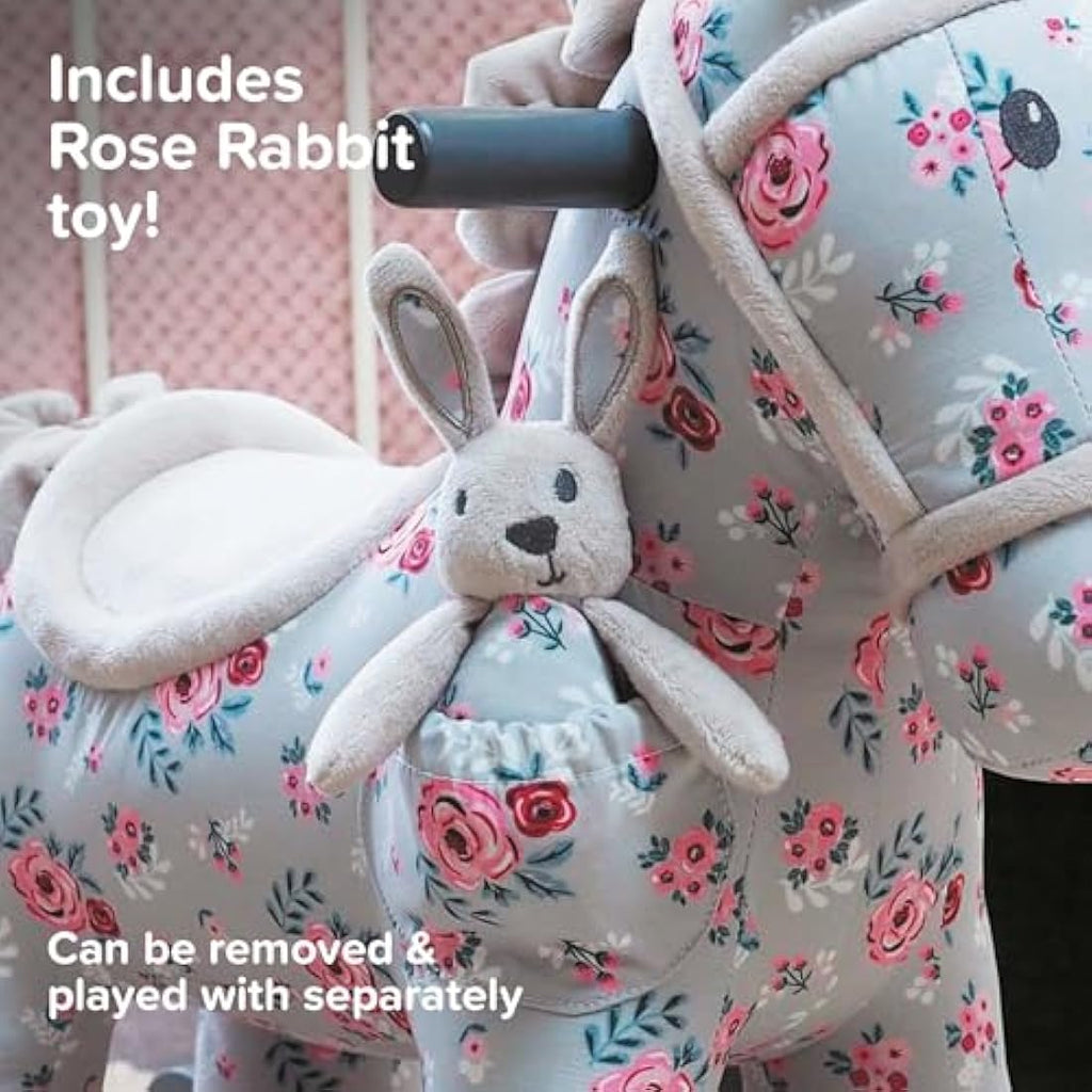 Little Bird Told Me Lily & Rose Rocking Horse – Grey Floral Wooden Toy