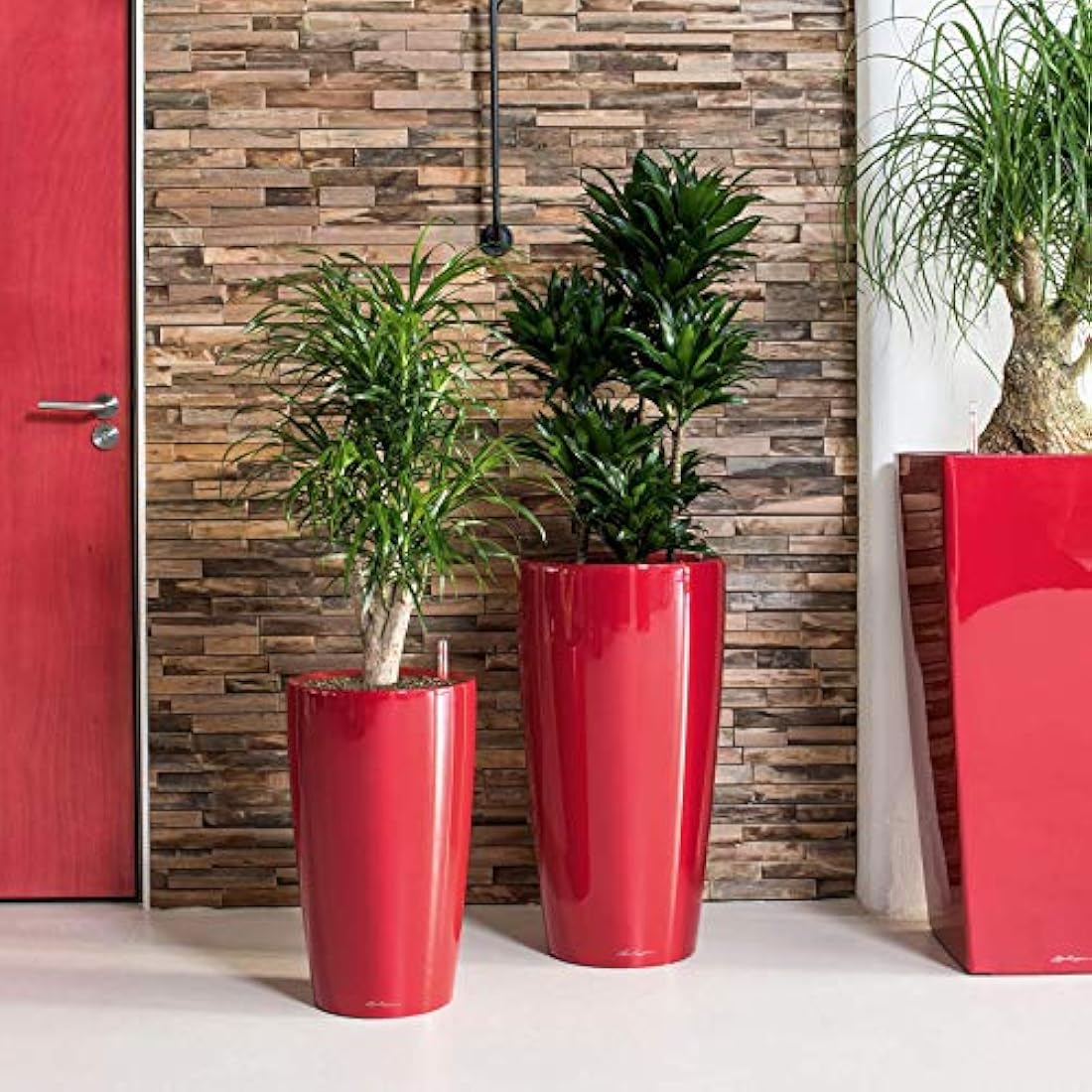Lechuza RONDO 32 Self-Watering Planter | Large High-Gloss Black Plant Pot