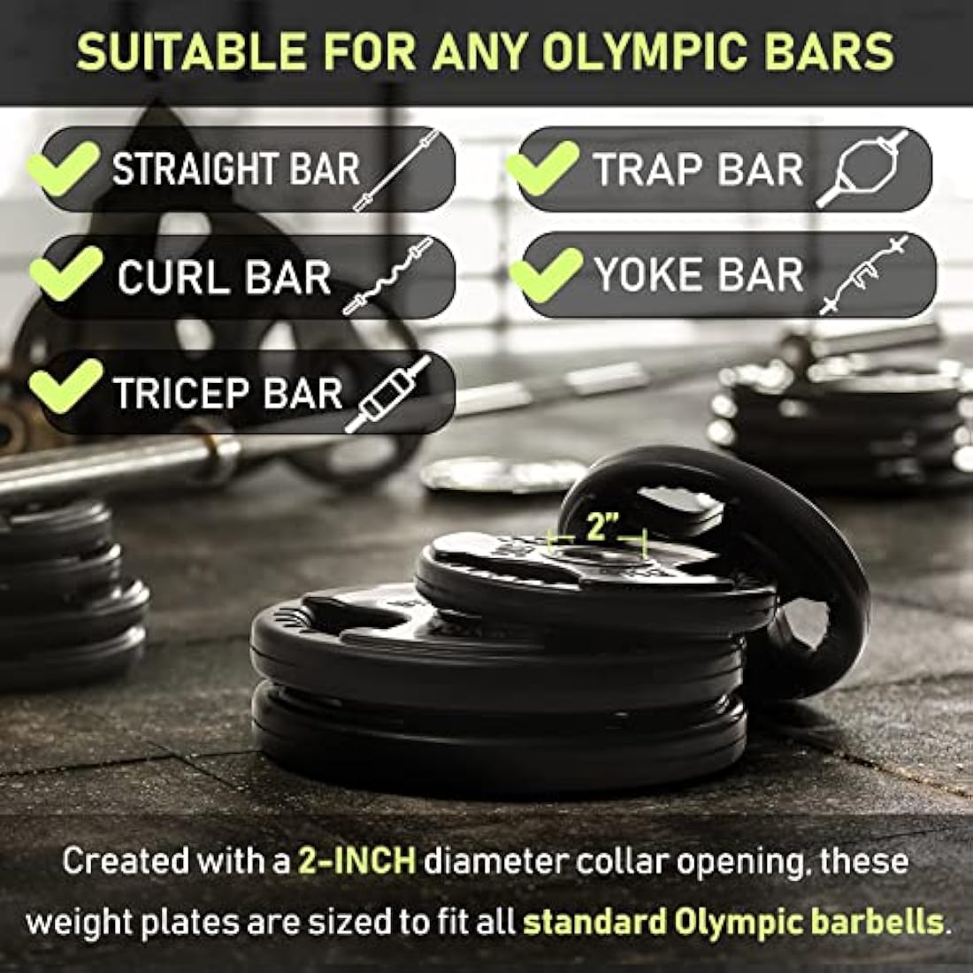 PhysKcal Olympic Weight Plates | Rubber Coated Cast Iron Tri-Grip Discs
