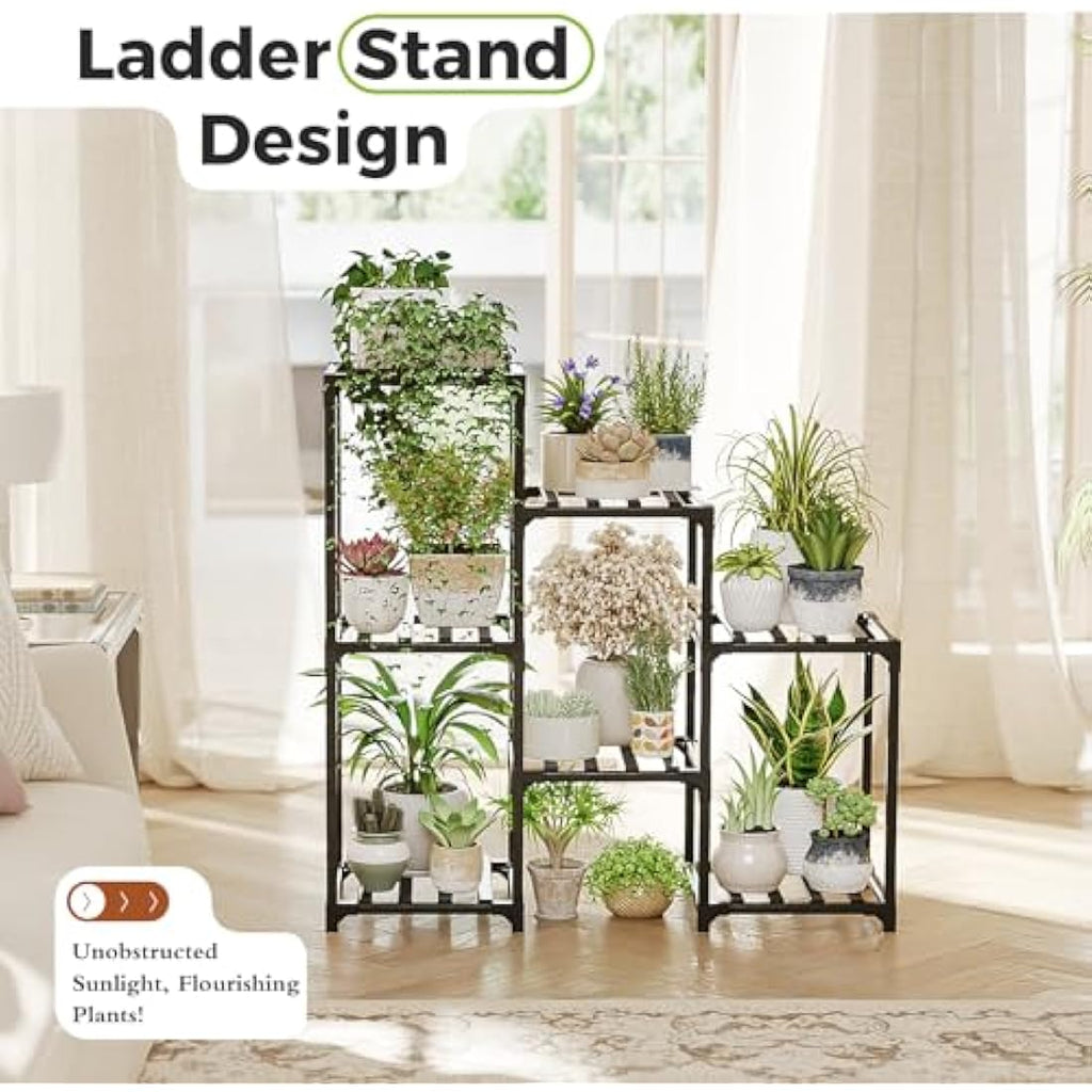 Bamworld 7-Tier Bamboo Plant Stand – Indoor Outdoor Ladder Shelf
