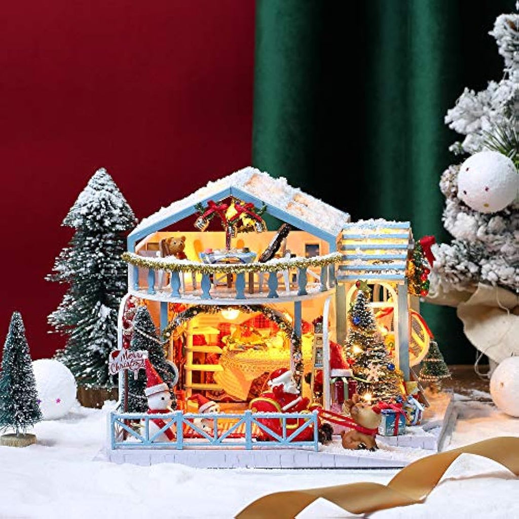 GuDoQi DIY Miniature Dollhouse Kit - Wooden Model with LED Light & Music