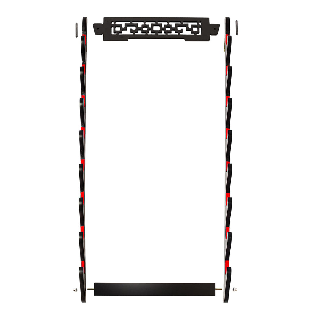 FOXSMZZ 8-Tier Samurai Sword Wall Mount - Black Velvet Padded Rack