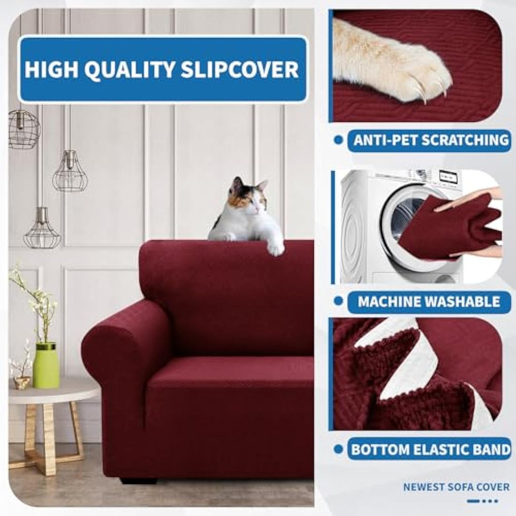 XINEAGE Stretch Jacquard Sofa Cover – 3 Seater Non-Slip Couch Protector