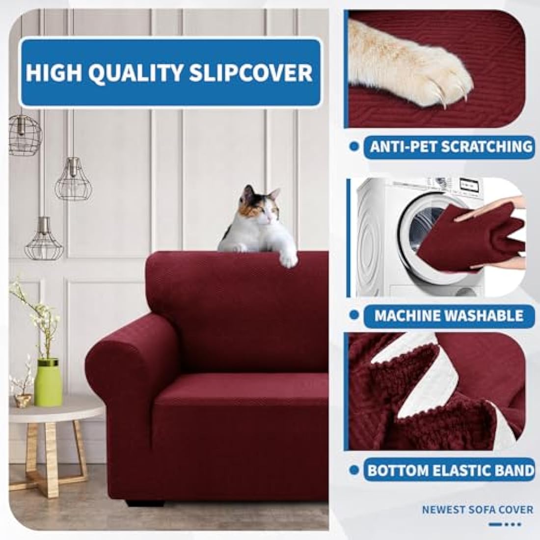 XINEAGE Stretch Jacquard Sofa Cover – 3 Seater Non-Slip Couch Protector